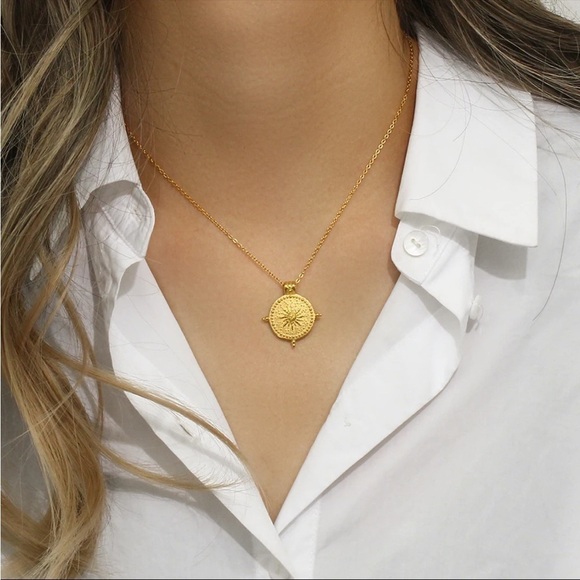 NEW 18k Gold Plated Ancient Sun Layering Necklace - Picture 10 of 11